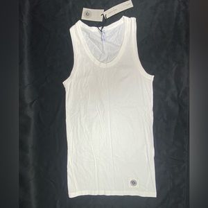 DAMIR DOMA SLEEVELESS SHIRT TANK TOP Twisted Side Seam Jersey Cotton Ribbed Neck